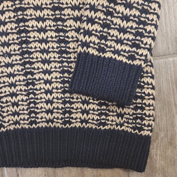 Vince Sweater Womens S Mercerized Texture Knit Coastal Navy Stripes TINY FLAW - Picture 8 of 12